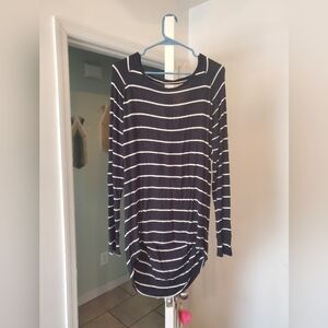 Black/White Striped Open Back Long Sleeve Top
